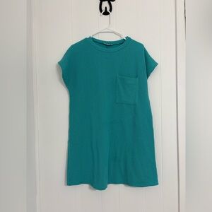 Miroh Teal Ribbed Short Sleeve Dress